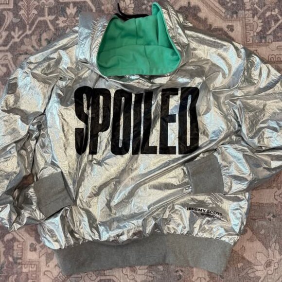 The SpoiledChild Jeremy Scott Chrome Silver Hoodie Hooded Zip Sweatshirt Jacket - Picture 3 of 16